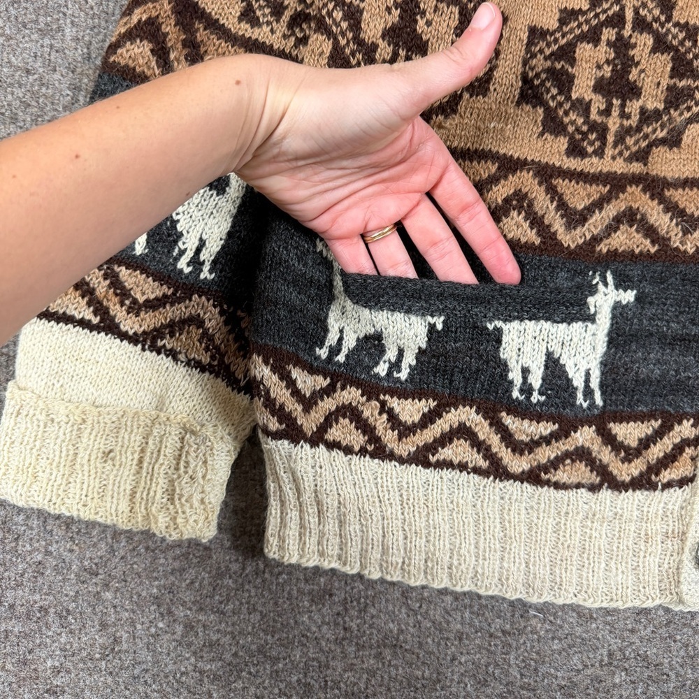 VTG Fotrama Alpaca Wool Cardigan Knit Sweater Women’s L/XL Western Native Retro - Picture 4 of 14